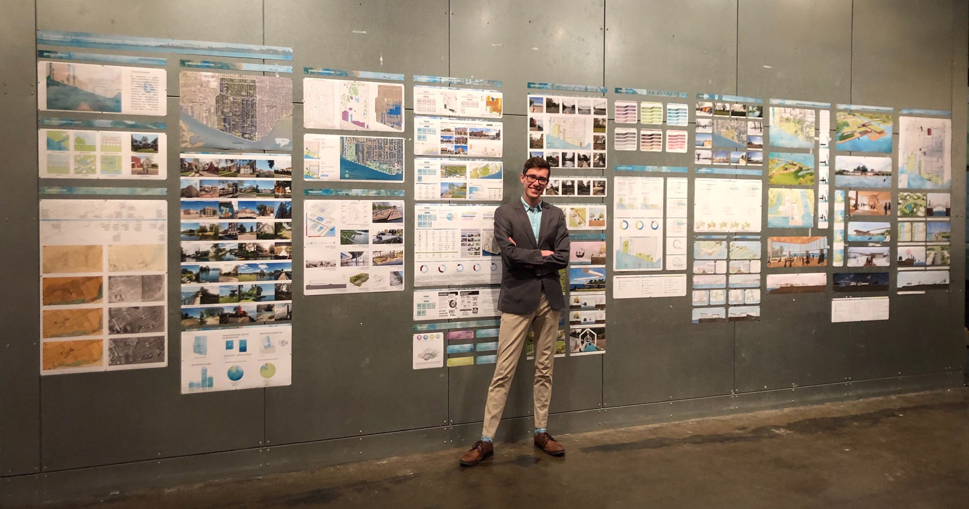Matthew Northcott shows off his project designs.