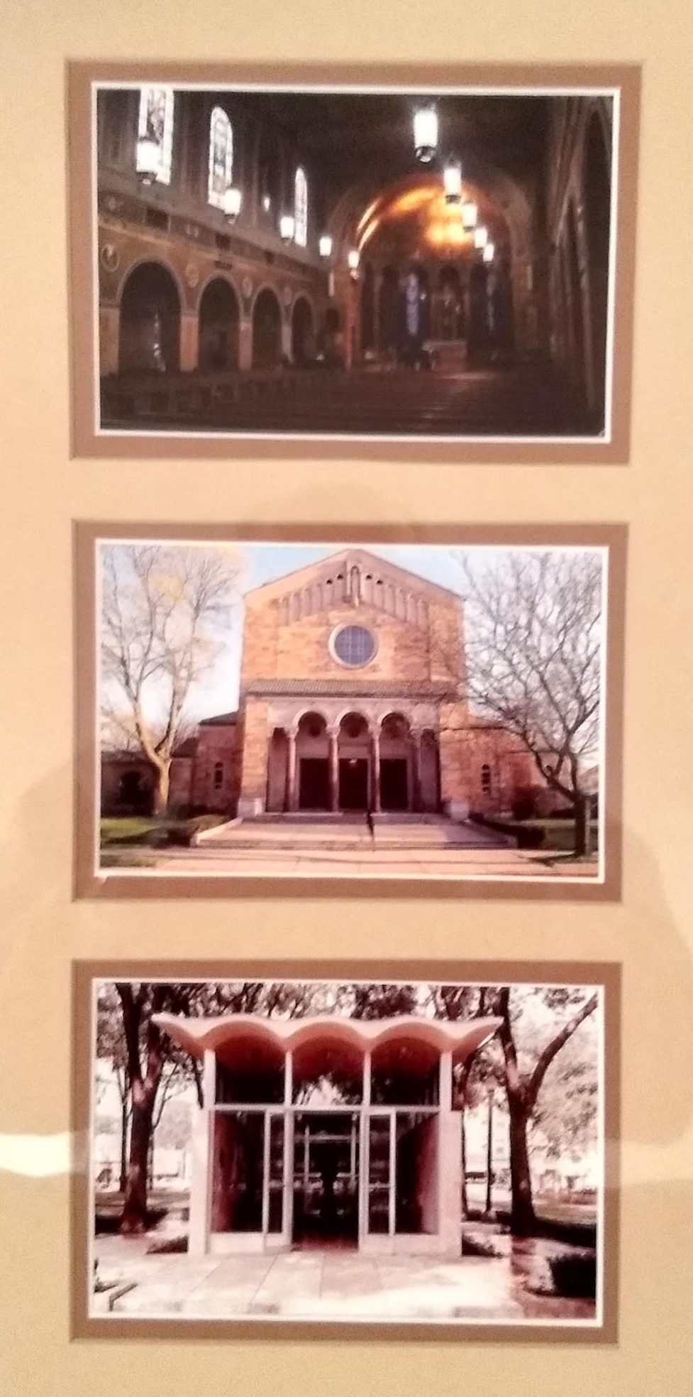 The bottom photo is Our Lady of Lourdes Chapel on Detroit Mercy's McNichols Campus, where Jim and Ruth Strand were engaged. The other two photos are of Precious Blood, where they were married 52 years ago.