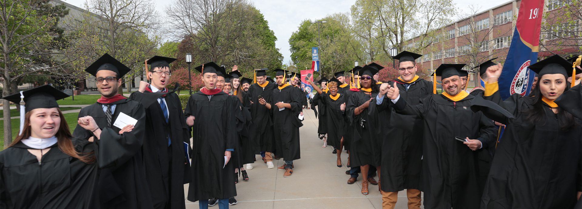 Detroit Mercy Class of 2020 walking to Commencement.