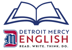 Detroit Mercy English logo. Read, Write, Think, Do.