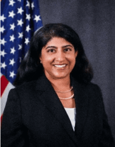 A headshot photo of Kalpana Kotagal, commissioner of the Equal Employment Opportunity Commission (EEOC)