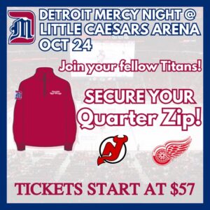 A graphic for Detroit Mercy Night at Little Caesars Arena, Oct. 24, tickets start at $57