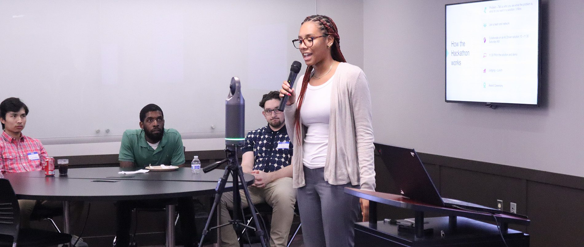 Courtney Christian speaks at an event.