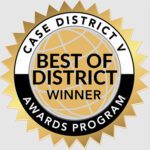 A badge for the CASE District V Awards Program, Best of District winner