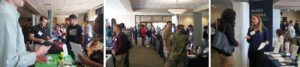 Collage of three images of students and recruiters at career fair
