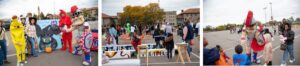 Three photos of participants of Safety Street at UDM 2025
