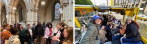 Two images of participants on Ireland immersion trip